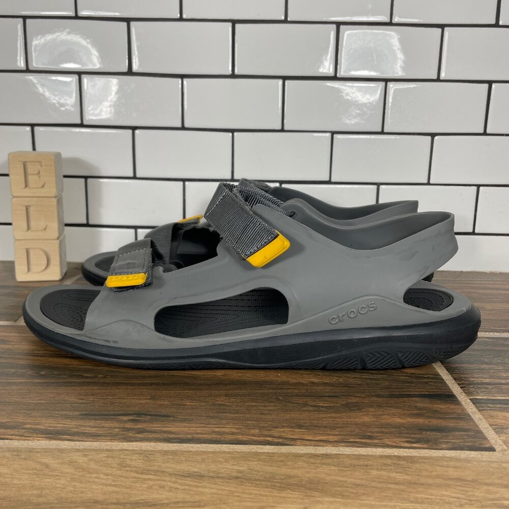CROCS Swiftwater Expedition Shoes Mens Size 12 Gray Black Adventure Sandals